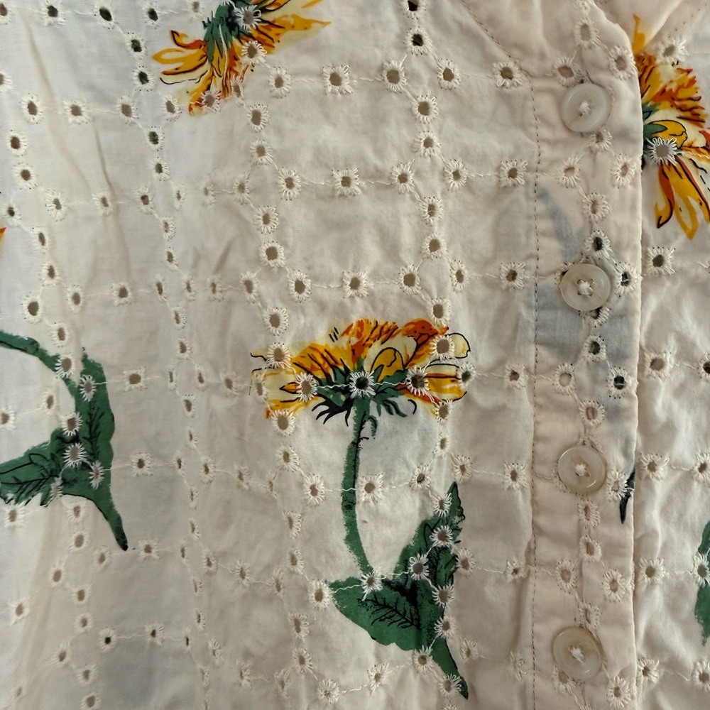 Madewell| Cream Floral Eyelet Women's Top - Picture 3 of 6